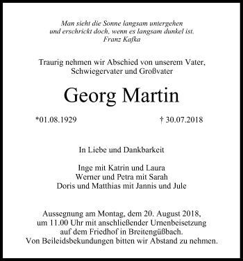 Anzeige von Georg Martin von MGO