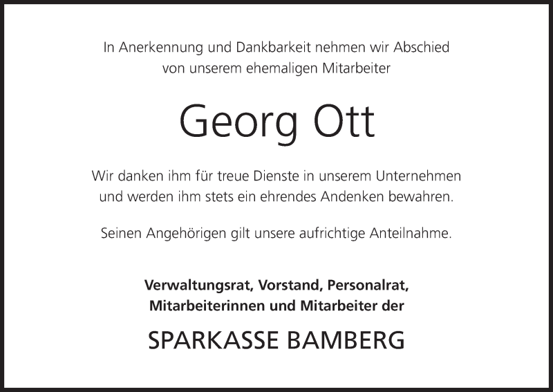  Traueranzeige für Georg Ott vom 11.08.2018 aus MGO