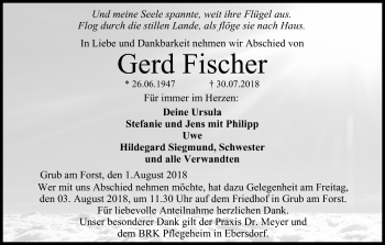 Anzeige von Gerd Fischer von MGO