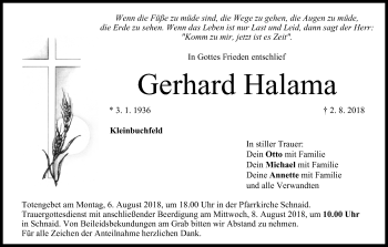 Anzeige von Gerhard Halama von MGO