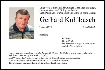 Anzeige von Gerhard Kuhlbusch von MGO