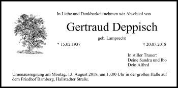 Anzeige von Gertraud Deppisch von MGO
