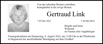 Anzeige von Gertraud Link von MGO