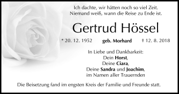 Anzeige von Gertrud Hössel von MGO