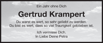 Anzeige von Gertrud Krampert von MGO