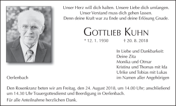 Anzeige von Gottlieb  Kuhn von MGO