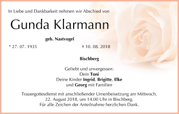 Anzeige von Gunda Klarmann von MGO