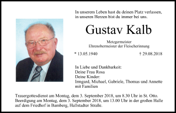 Anzeige von Gustav Kalb von MGO
