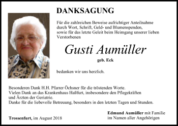 Anzeige von Gusti Aumüller von MGO