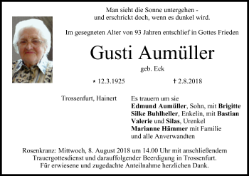 Anzeige von Gusti Aumüller von MGO