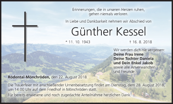 Anzeige von Günther Kessel von MGO
