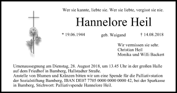Anzeige von Hannelore Heil von MGO