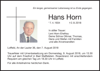 Anzeige von Hans Horn von MGO