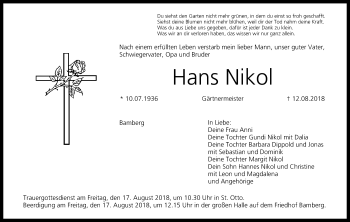 Anzeige von Hans Nikol von MGO