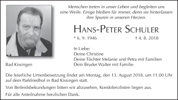 Anzeige von Hans-Peter Schuler von MGO