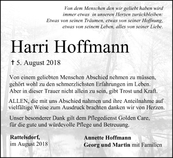 Anzeige von Harri Hoffmann von MGO