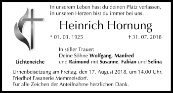 Anzeige von Heinrich Hornung von MGO