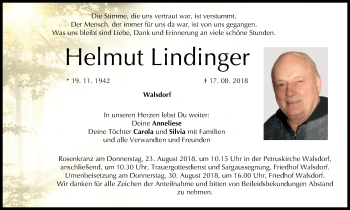 Anzeige von Helmut Lindinger von MGO