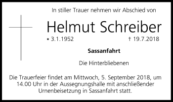 Anzeige von Helmut Schreiber von MGO