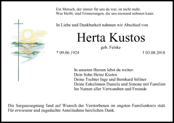 Anzeige von Herta Kustos von MGO