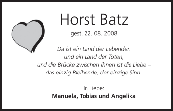 Anzeige von Horst Batz von MGO