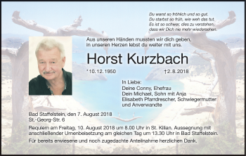 Anzeige von Horst Kurzbach von MGO