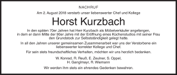 Anzeige von Horst Kurzbach von MGO