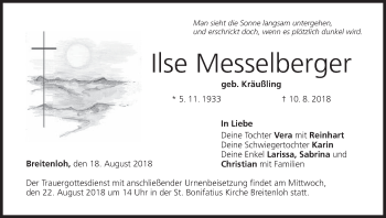 Anzeige von Ilse Messelberger von MGO