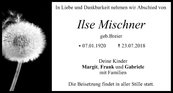 Anzeige von Ilse Mischner von MGO