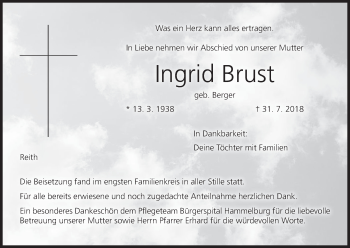 Anzeige von Ingrid Brust von MGO