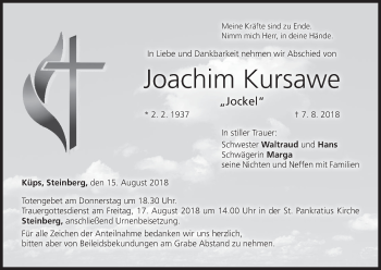 Anzeige von Joachim Kursawe von MGO