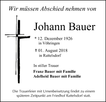 Anzeige von Johann Bauer von MGO