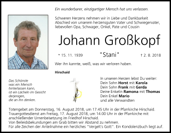 Anzeige von Johann Großkopf von MGO