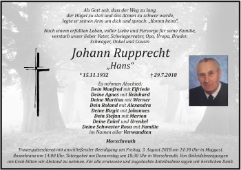 Anzeige von Johann Rupprecht von MGO