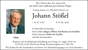 Anzeige von Johann Stößel von MGO