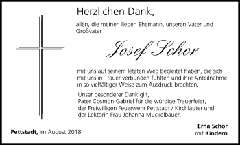 Anzeige von Josef Schor von MGO