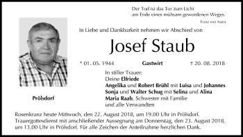 Anzeige von Josef Staub von MGO