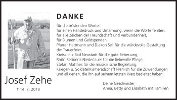 Anzeige von Josef Zehe von MGO
