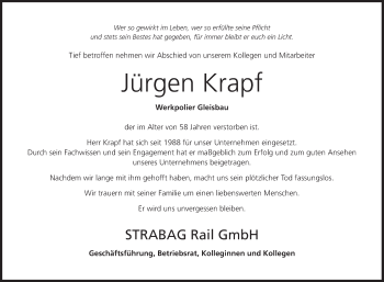 Anzeige von Jürgen Krapf von MGO