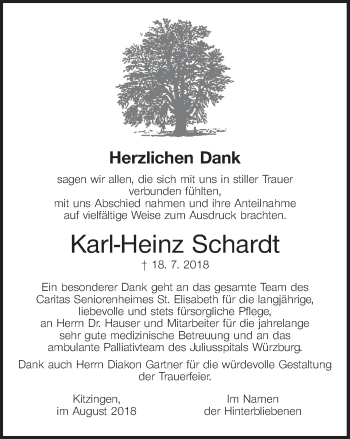 Anzeige von Karl-Heinz Schardt von MGO