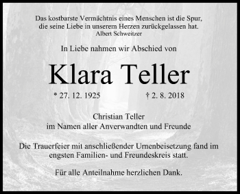 Anzeige von Klara Teller von MGO