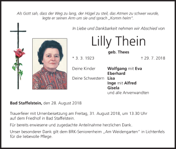 Anzeige von Lilly Thein von MGO
