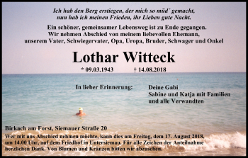 Anzeige von Lothar Witteck von MGO