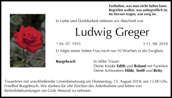 Anzeige von Ludwig Greger von MGO