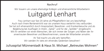 Anzeige von Luitgard Lenhart von MGO