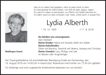 Anzeige von Lydia Alberth von MGO