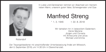 Anzeige von Manfred Streng von MGO
