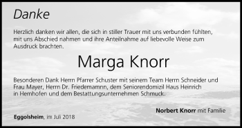 Anzeige von Marga Knorr von MGO