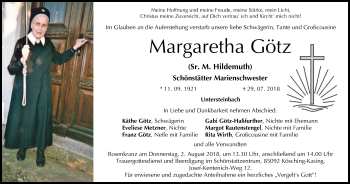 Anzeige von Margaretha Götz von MGO