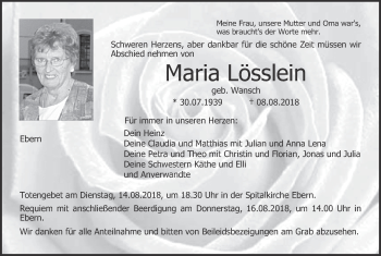 Anzeige von Maria Lösslein von MGO